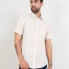 PINTO Camisa Regular Fit Manga Corta Blanco Lineas Habano Seersucker | Camisas