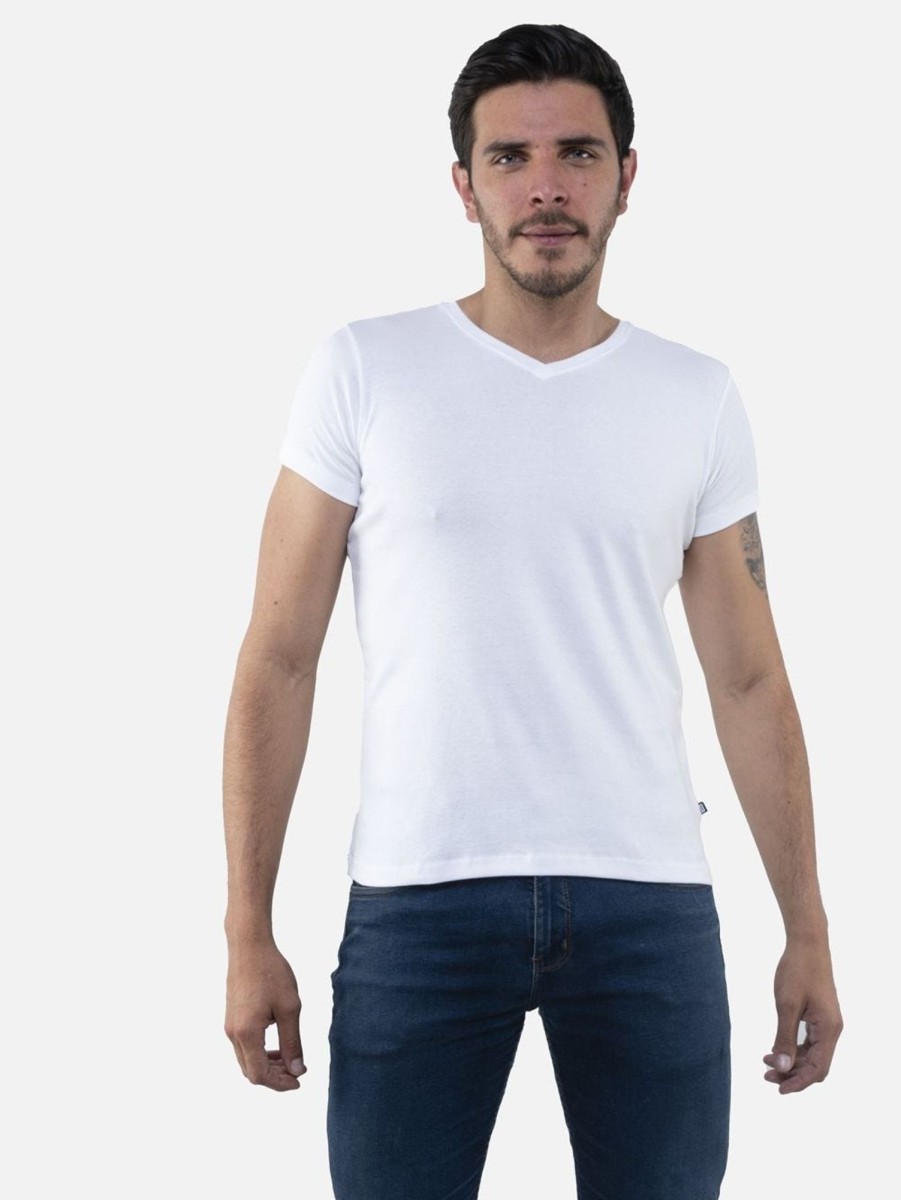 PINTO Camiseta Rib Slim Cuello V | Camisetas