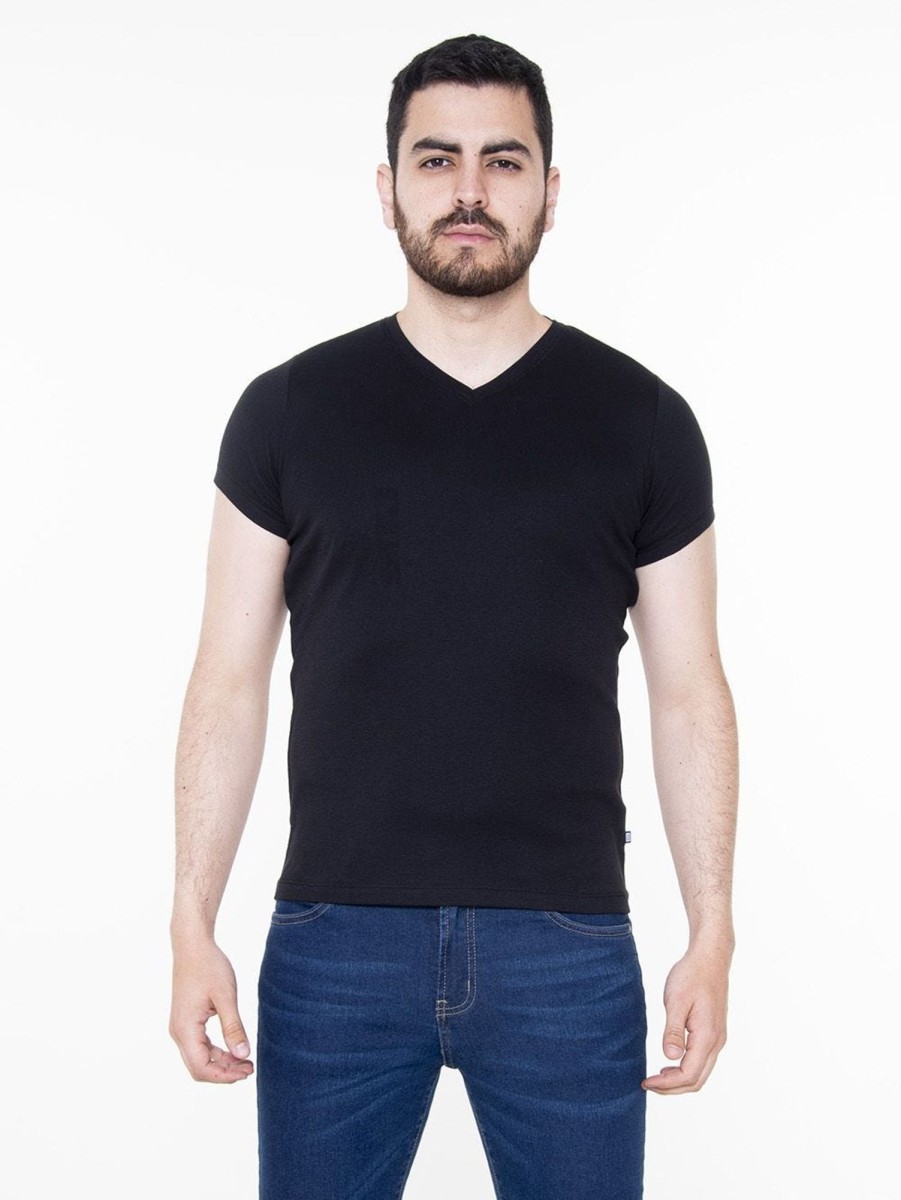 PINTO Camiseta Rib Slim Cuello V | Camisetas