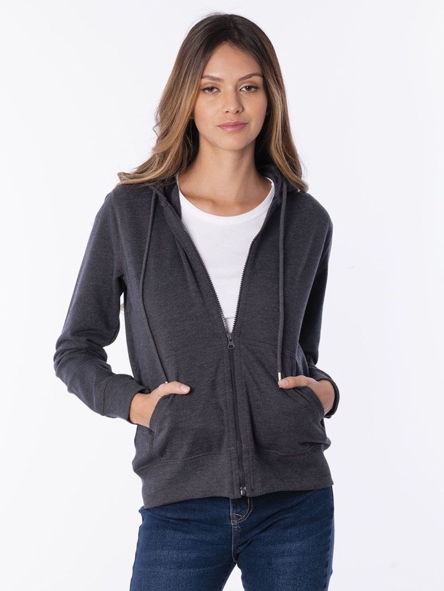 PINTO Active Hoodie Con Cierre Y Capucha Grafito Jaspeado | Sueteres & Chaquetas