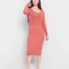 PINTO Midi Vestido Slim Fit Mujer Terracota | Vestidos & Faldas