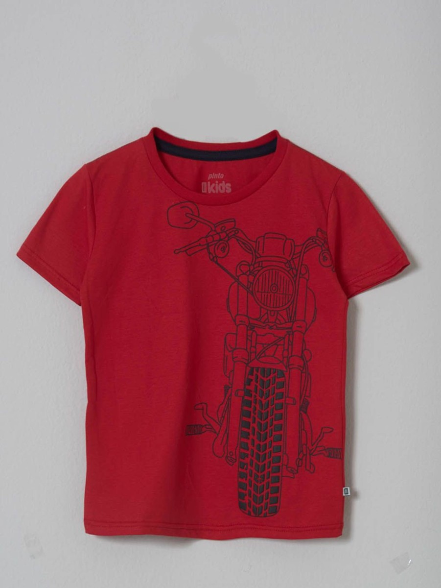 PINTO Camiseta Manga Corta Basica Kids Rojo Moto | Camisetas