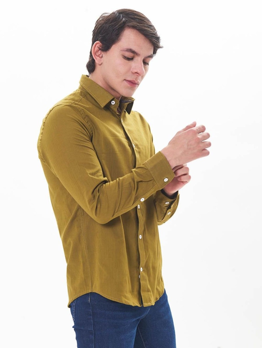 PINTO Camisa Regular Fit Manga Larga Khaki | Camisas