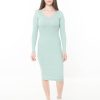 PINTO Midi Vestido Slim Fit Mujer Verde | Vestidos & Faldas