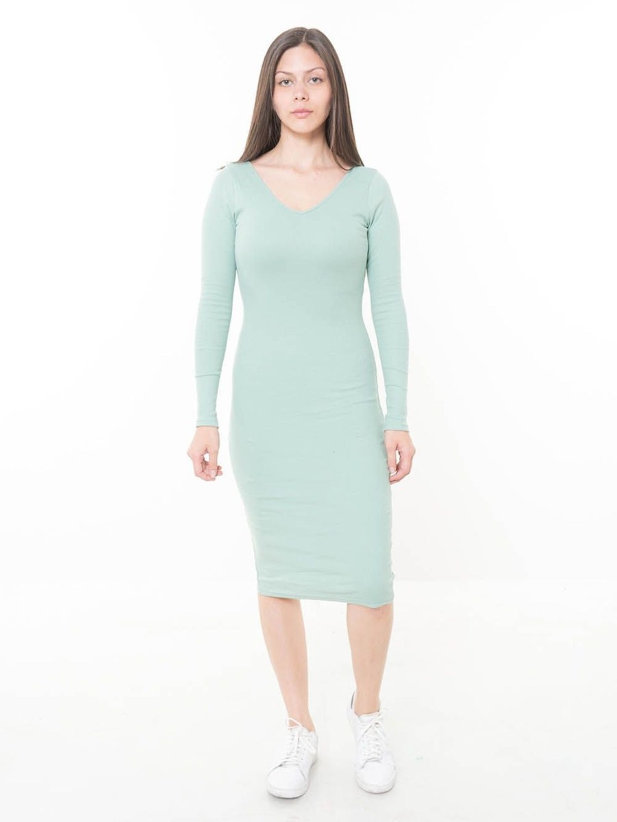 PINTO Midi Vestido Slim Fit Mujer Verde | Vestidos & Faldas