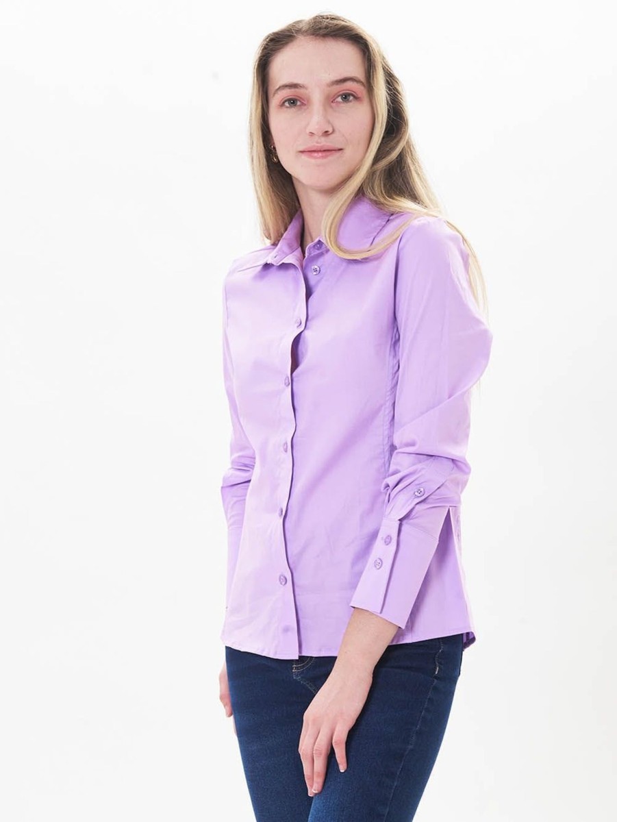 PINTO Blusa Slim Pico Lila | Polos & Blusas