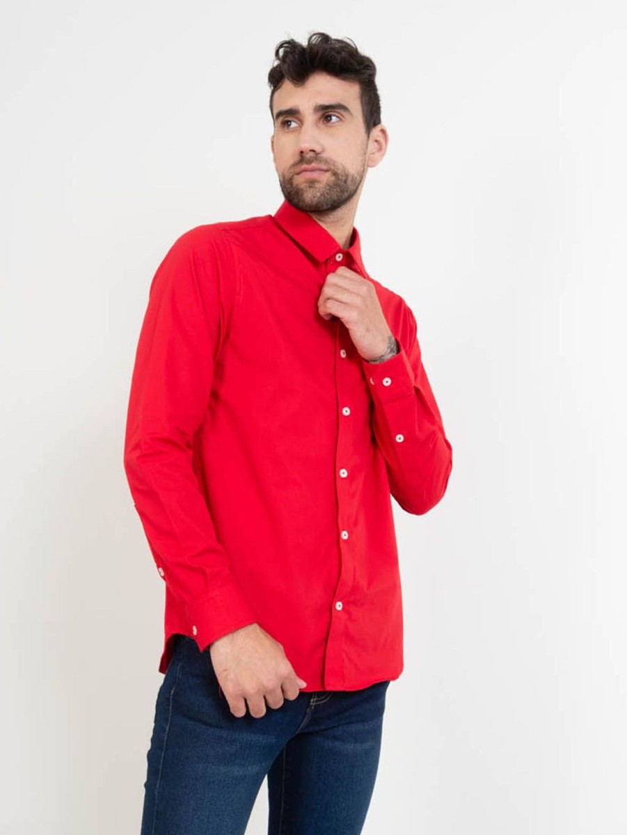 PINTO Camisa Regular Fit Manga Larga Rojo | Camisas