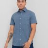 PINTO Camisa Regular Fit Manga Corta Azul Jaspeado | Camisas