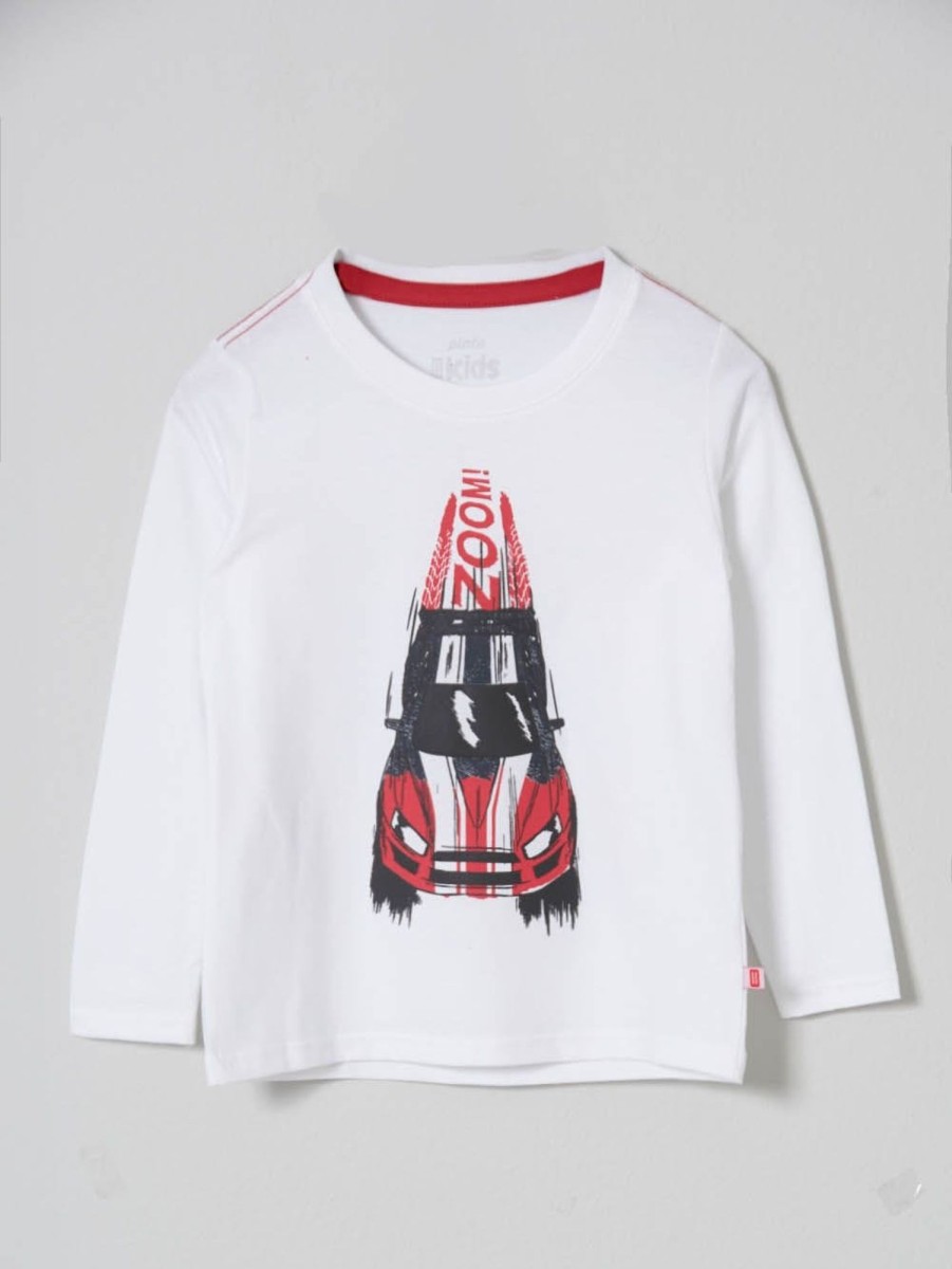 PINTO Camiseta Manga Larga Basica Kids Blanco Automovil | Camisetas