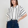 PINTO Blusa Manga Incluida Blanco Lineas Negras | Polos & Blusas