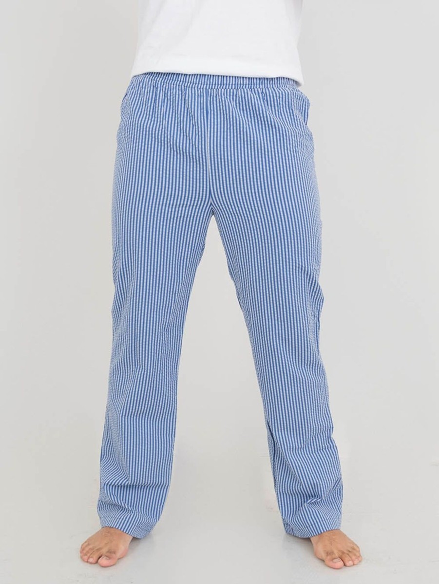 PINTO Pantalon Pijama Clasico Azul Lineas Grises | Pijamas